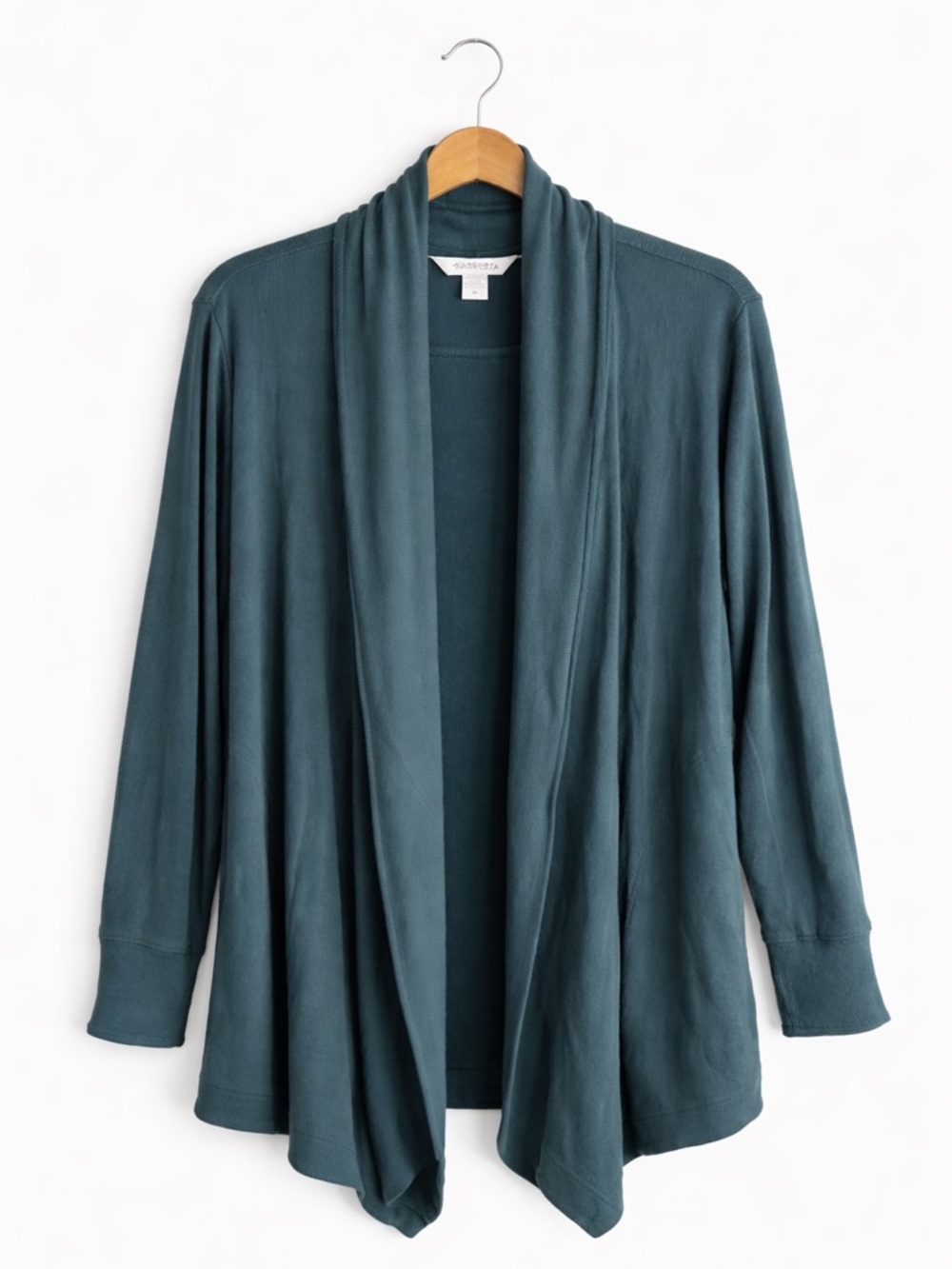 Athleta Teal Drape Front Cardigan Medium Athleisure Yoga Travel Layer Cozy Chic